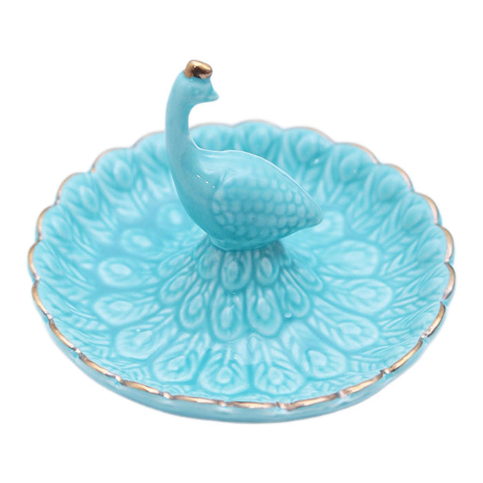 Crofta Peacock Jewelry Tray Gift Women Jewelry Holder for Necklaces Bracelets Rings Blue