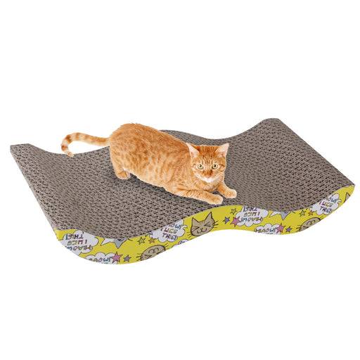 Crofta M-Shape Wave Corrugated Board Cat Scratcher Seize Scratch Pad Catnip Bed