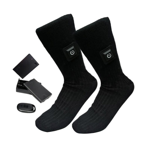 2x Unisex Electric Heated Sock with Battery Box Foot Warmer for Cycling with remote