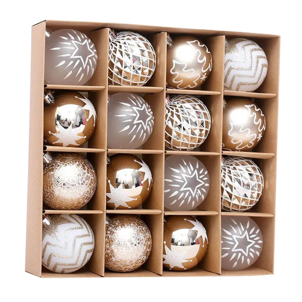 Crofta 16Pcs Christmas Tree Ball Ornaments 2.36inch for Birthday Decorating Holiday champagne gold