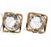 2pcs Fashion Gold Plated Brass Round Cube Glass Rhinestone Pendants