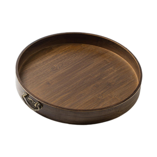 Crofta Round Serving Tray with Handles Jewelry Tray for Bathroom Living Room Office M