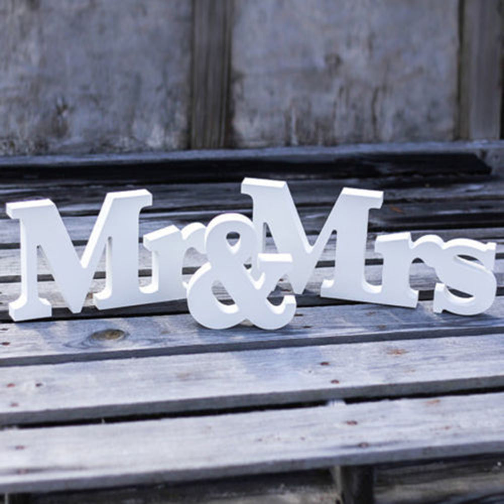 Wooden Mr & Mrs Letters Bridal Wedding Home Decoration Gift White