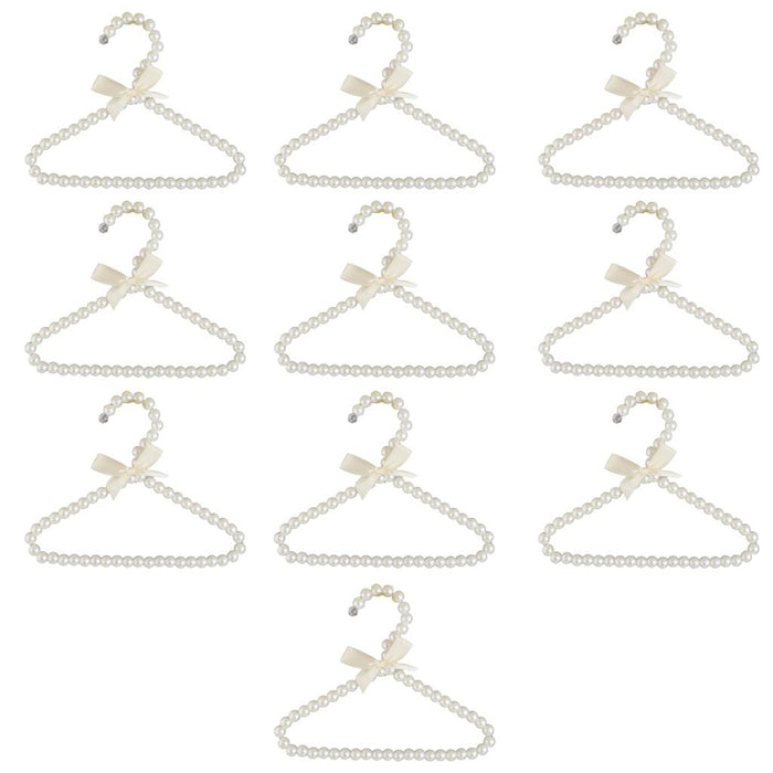 Crofta 10 Piece Pearl Beaded Clothes Pants Hanger Trousers Dress Holder White