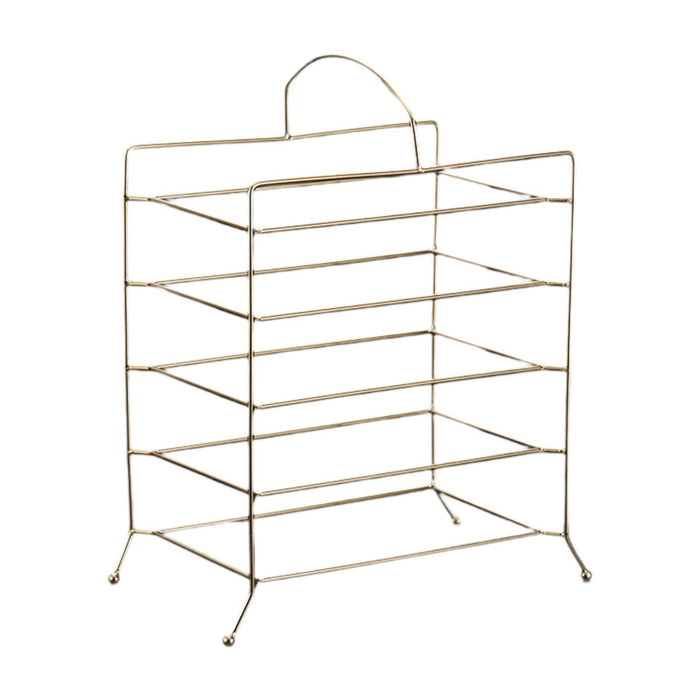 Crofta Kitchen Storage Shelf Freestanding Stainless Steel Kitchen Counter Rack Gold 5 Tier 31x18x32cm