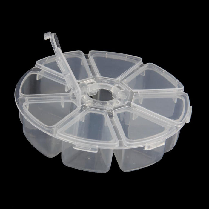 Crofta Fixed Round Compartment Plastic Storage Box Jewelry Nail Container 8 Slots