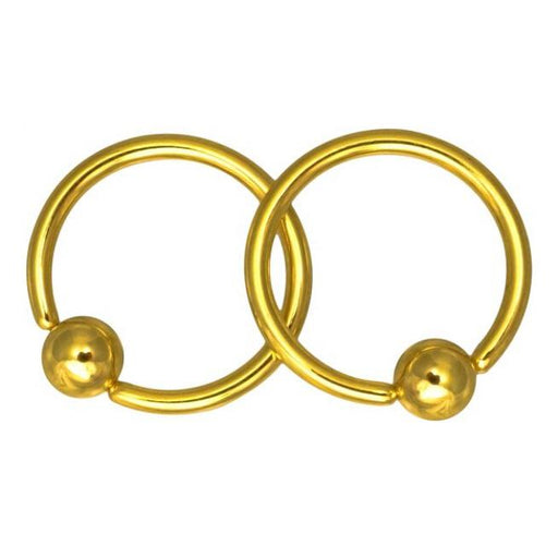 Crofta 1 Pairs Stainless Steel Nose Tragus Lip Captive Bead Hoop Ring Golden