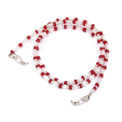 Crofta 1x Red Glass Beads Glasses Sunglasses Spectacles Chain Cord Holder