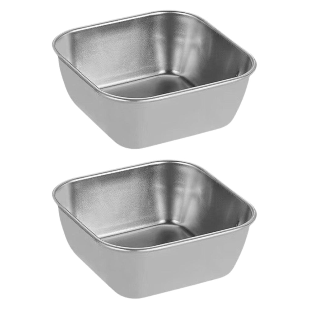 2Pcs Serving Trays Stainless Steel Kitchen Storage Baskets for Barbecue Home Silver