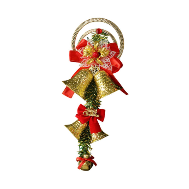 Crofta Xmas Tree Hanging Decoration Pendant Shop Door Knobs Christmas Bell Ornament Gold