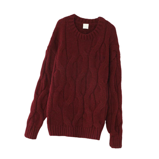 Crofta Women Sweater Knitwear Party Crew Neck Loose Outfits Fashion Knitted Sweater Red