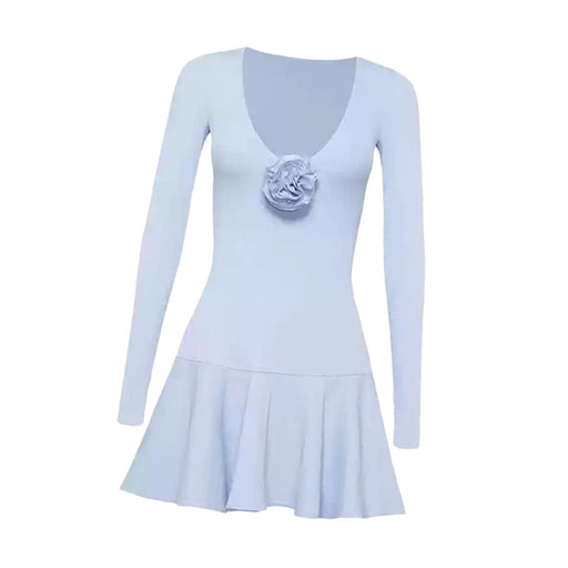 Crofta Women's Tennis Skirt Dress Elegant with Built in Bra for Summer Gym Exercise M Light Blue