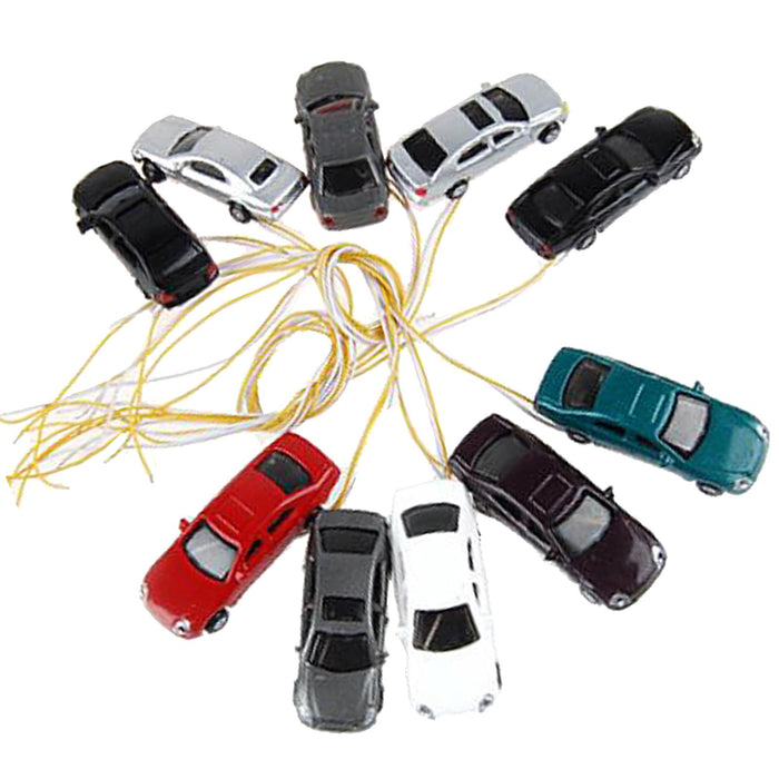 Crofta 10Pcs Flaring Light Painted Model Cars w/ Wires Scale N (1 to 150) EC150-3