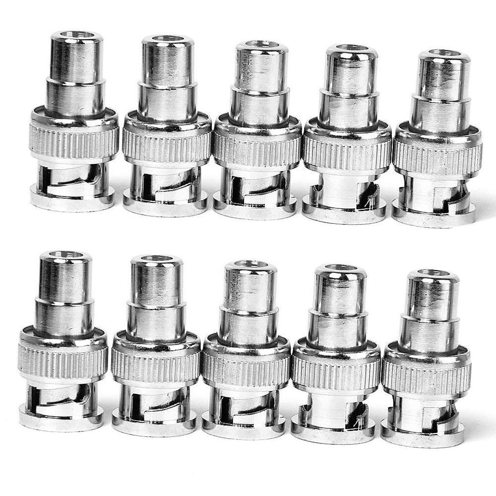 Crofta 10Pcs BNC Male to RCA Female Jack Coax Connector for CCTV camera