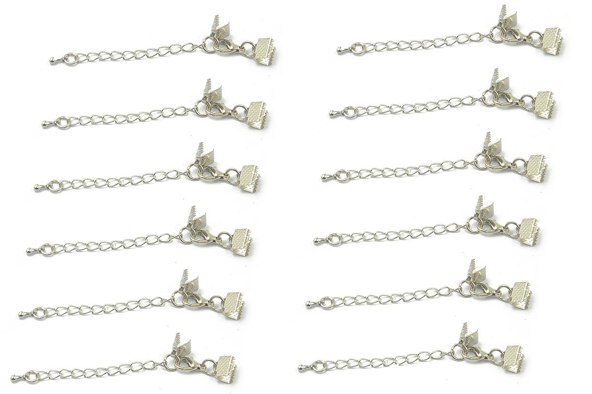 12pcs Clasp and Clip Ends Set with Extender Chain Silver 6 x 8mm