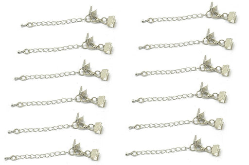 12pcs Clasp and Clip Ends Set with Extender Chain Silver 6 x 8mm