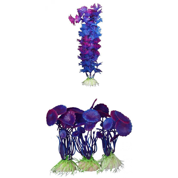 Crofta Non-Toxic Aquatic Plastic Grass Plants With Set of 3PCS Aquarium Fish Tank Decor Ornaments Simulation Aquatic Purple