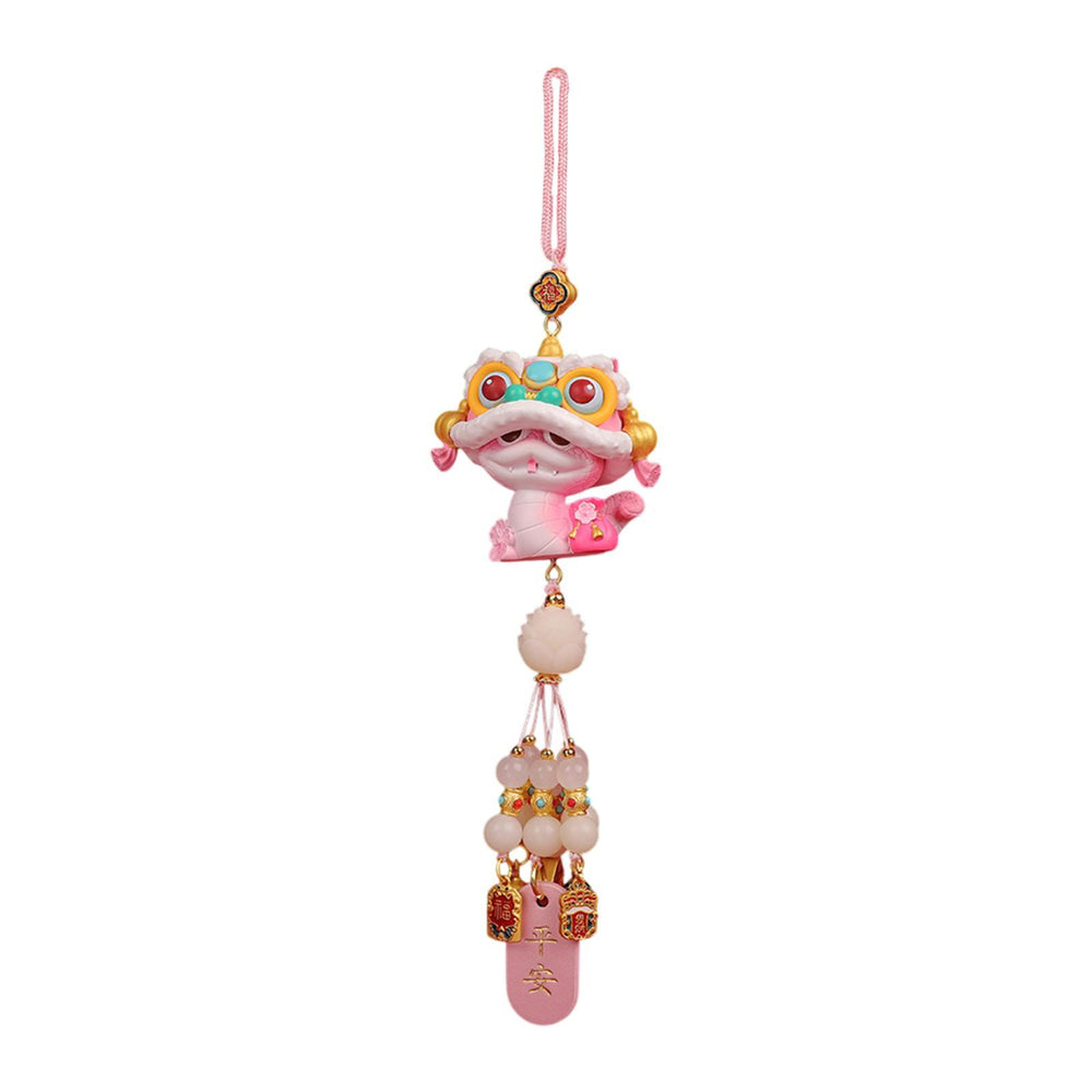 Crofta Year of The Snake Car Ornament 2025 Chinese Lunar New Year Hanging Ornament Pink Beads