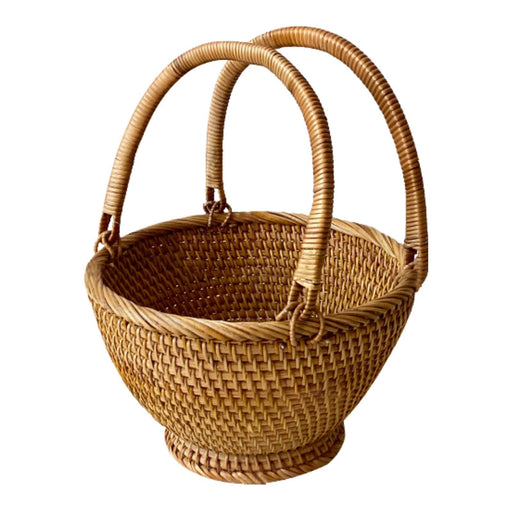 Crofta Rattan Picnic Basket Serving Basket Woven Basket for Wedding Gathering Bread