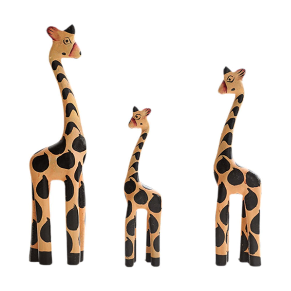 Crofta Wooden Giraffe Sculpture Creative Crafts Animal Figure for Home Office Decor Orange and Black