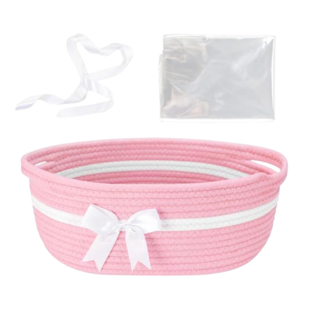 Crofta Storage Basket with Handles Christmas Woven Basket for Wardrobe Keepsake Toy pink