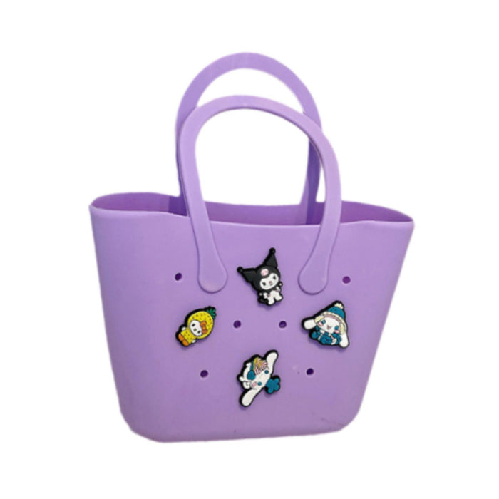 Beach Hole Bag Waterproof Travel Bag Handbag Summer Portable Shopping Basket Violet