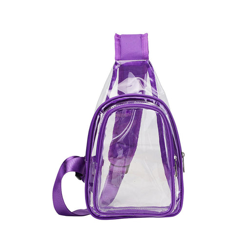 Crofta Clear Bag Waterproof PVC Crossbody Shoulder Backpack for Party Hiking Biking Violet