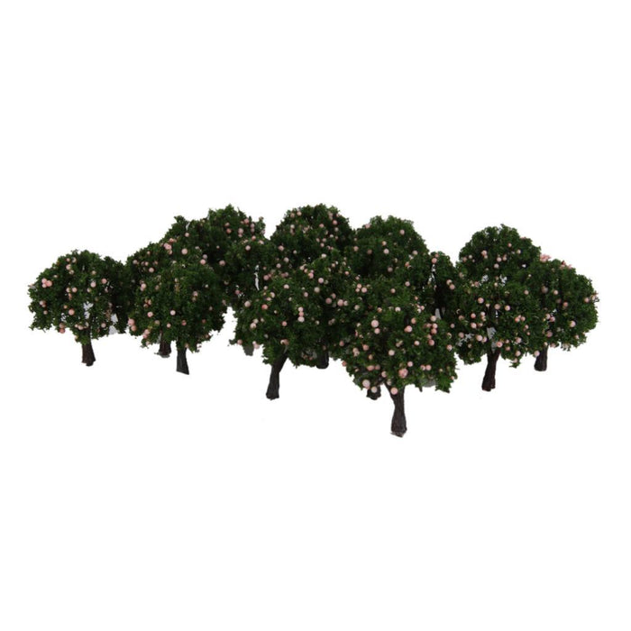 20pcs 4cm Scenery Landscape Train Model Trees w/ Pink Peach Fruit 1/300