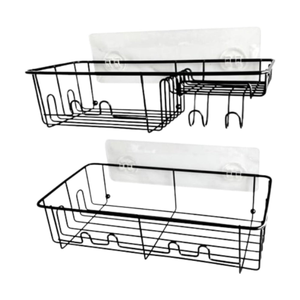 2x Shower Caddy Shelf with Hooks Shower Shelf Bathroom Storage