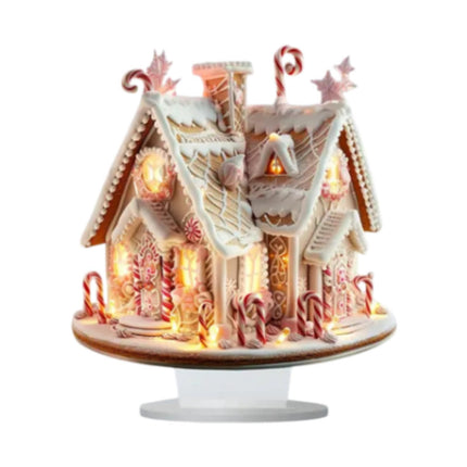 Crofta Xmas Gingerbread House Statue Christmas Decoration for Winter Display Indoor