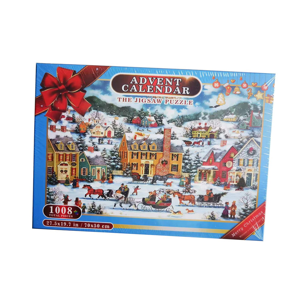 Crofta 1008 Pieces Christmas Jigsaw Puzzles 24 Box Advent Calendar for Adults Teens House