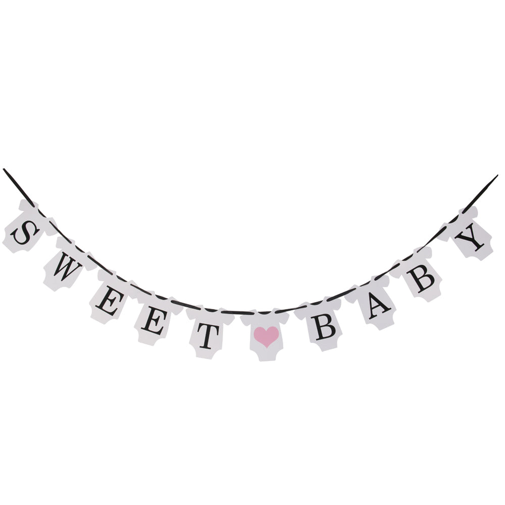 SWEET BABY Pink Heart Baby Shower Bunting