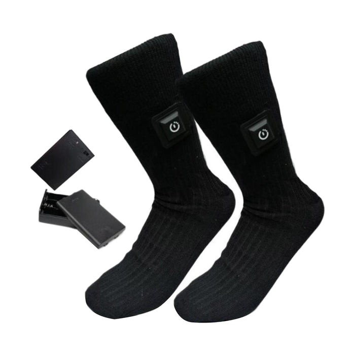 2x Unisex Electric Heated Sock with Battery Box Foot Warmer for Cycling battery case