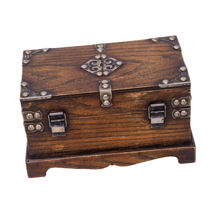 Crofta Decorative Wood Box Container Antique Style Case Versatile Treasure Box