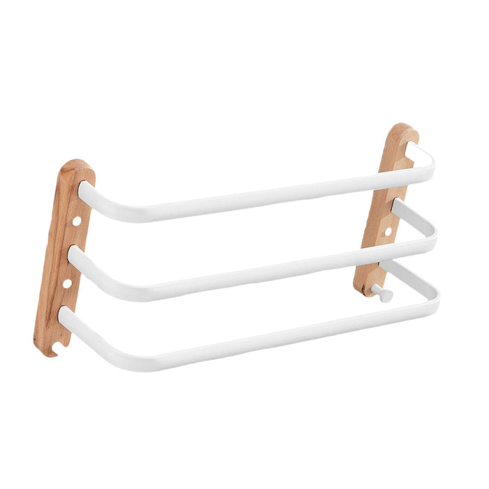 Towel Hanging Rod with Wood Base Towel Holder for Living Room Toilet three layer