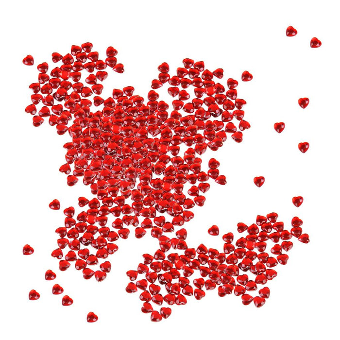 Crofta 800 Pieces Acrylic Flat Back Rhinestones Gems Heart Crystal Embellishment 8mm Red