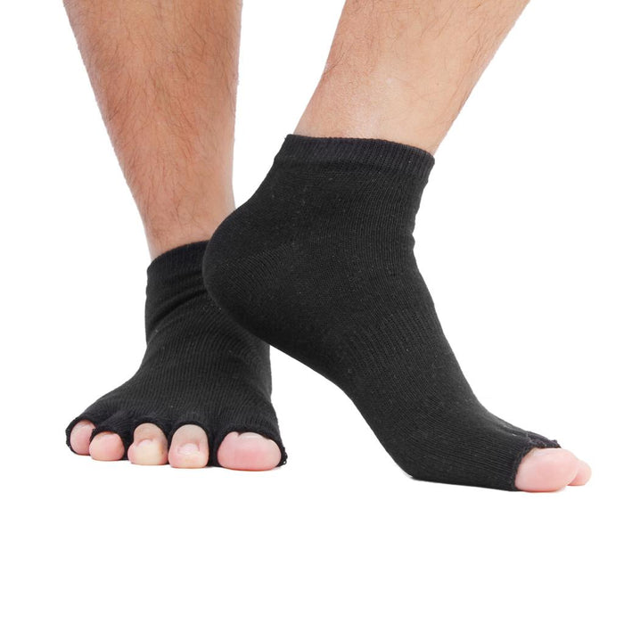 Crofta 1 Pair Unisex Five Fingers Open Toe Socks Breathable Warm Yoga Casual Black