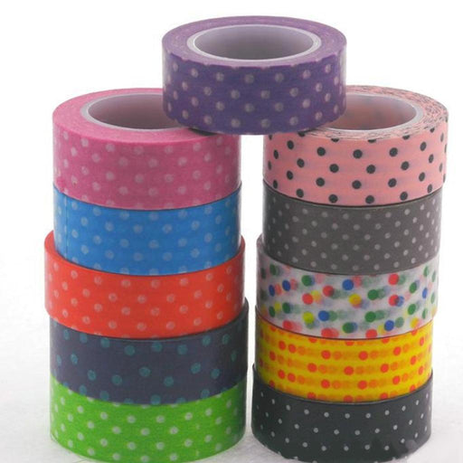 Crofta 10pcs 10m Colorful Dot Tape DIY Adhesive Paper Sticker 1.5cm