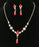 Wedding Bridal Jewelry Red Pearl Rhinestone Necklace Earrings Set