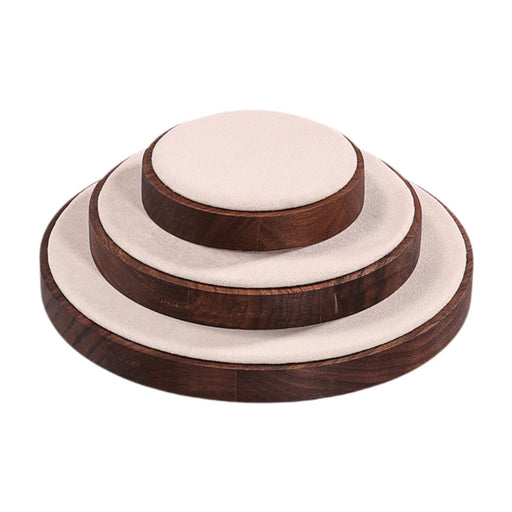 Crofta 3Pcs Jewelry Display Stand Elegant Walnut Wood for Showcase Shops Countertop Round