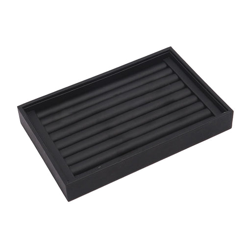 Crofta Jewelry Storage Tray for Earrings Bracelet Women 227x146x31mm Leather Black