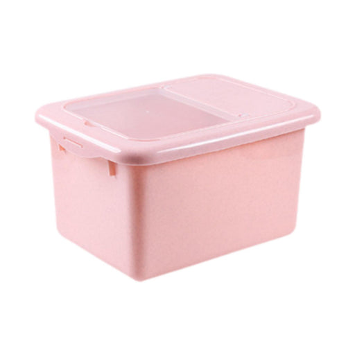 Sealed Rice Storage Box Solid Rice Dispenser for Flour Home Cat and Dog Food Pink