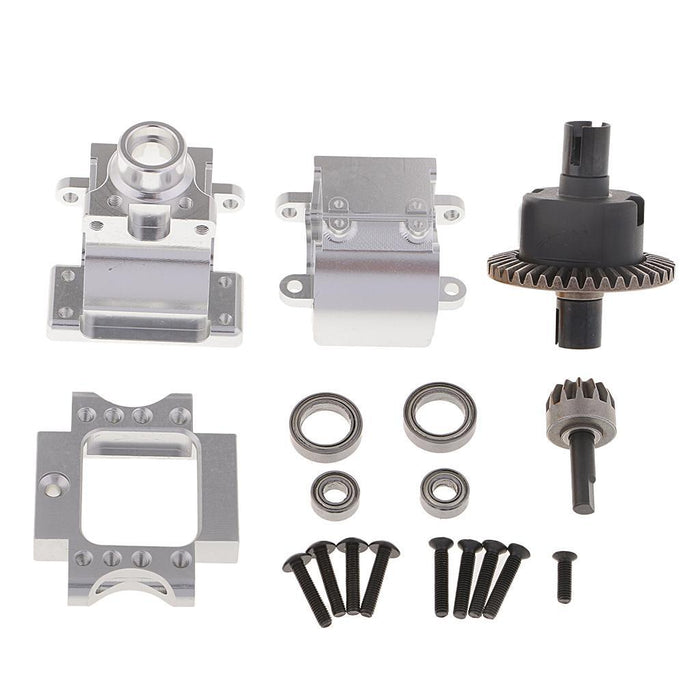 Crofta 1/set Aluminum Alloy Front Rear Gearbox Assembly for HSP 1/10 RC Car Silver