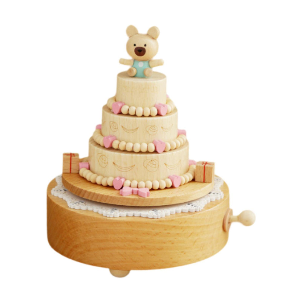 Wood Musical Box Play Melody Ornaments Handmade Music Box Music Box Figurine Bear