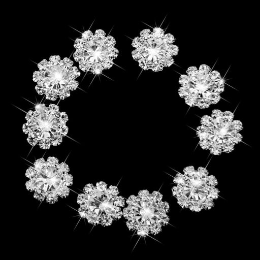 10pcs Clear Crystal Flower Buttons Flatback Decoration DIY 12mm