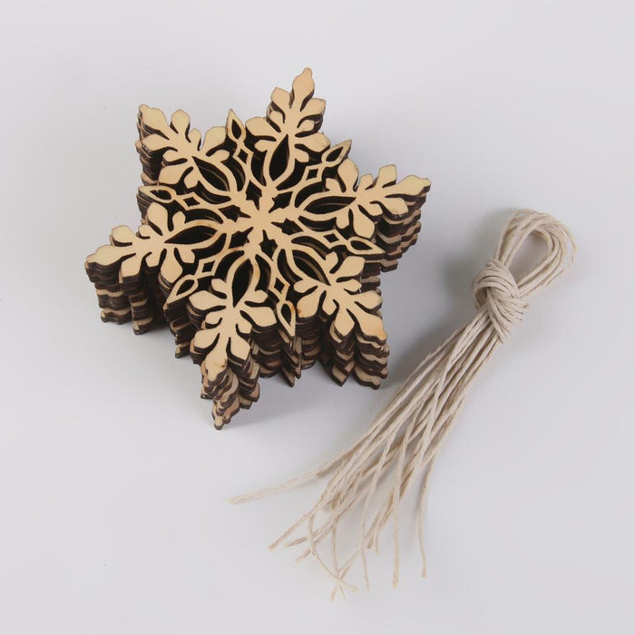 10x Shabby Laser Cut Wood Embellishment Santa Snowflake Xmas Tree Decor 3