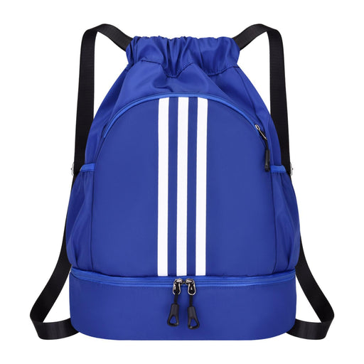 Drawstring Backpack Adjustable Shoulder Straps for Women Men String Swim Bag Blue