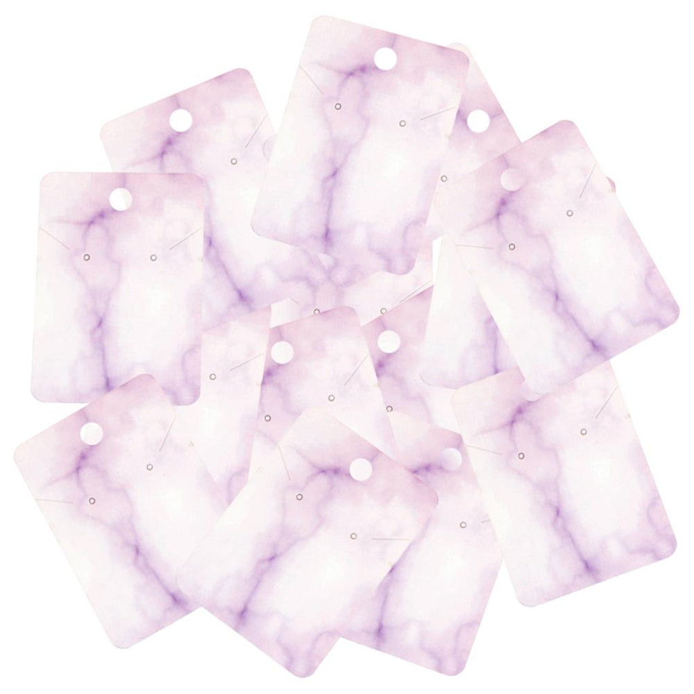 Crofta 100x Marble Earring Display Cards 3 Holes 5x7cm for DIY Ear Studs Packaging Purple