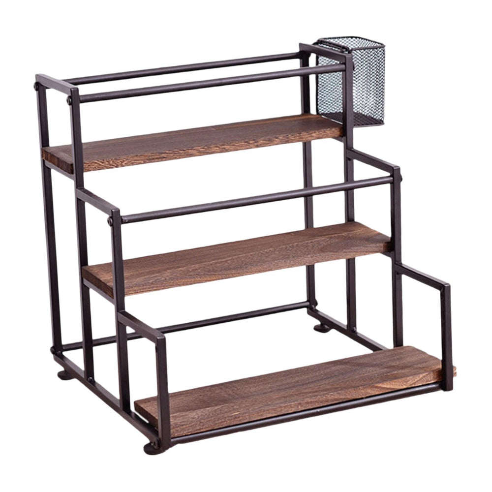 Crofta 3 Tier Syrup Bottle Display Rack Kitchen Storage Rack for Coffee Bar Kitchen Black