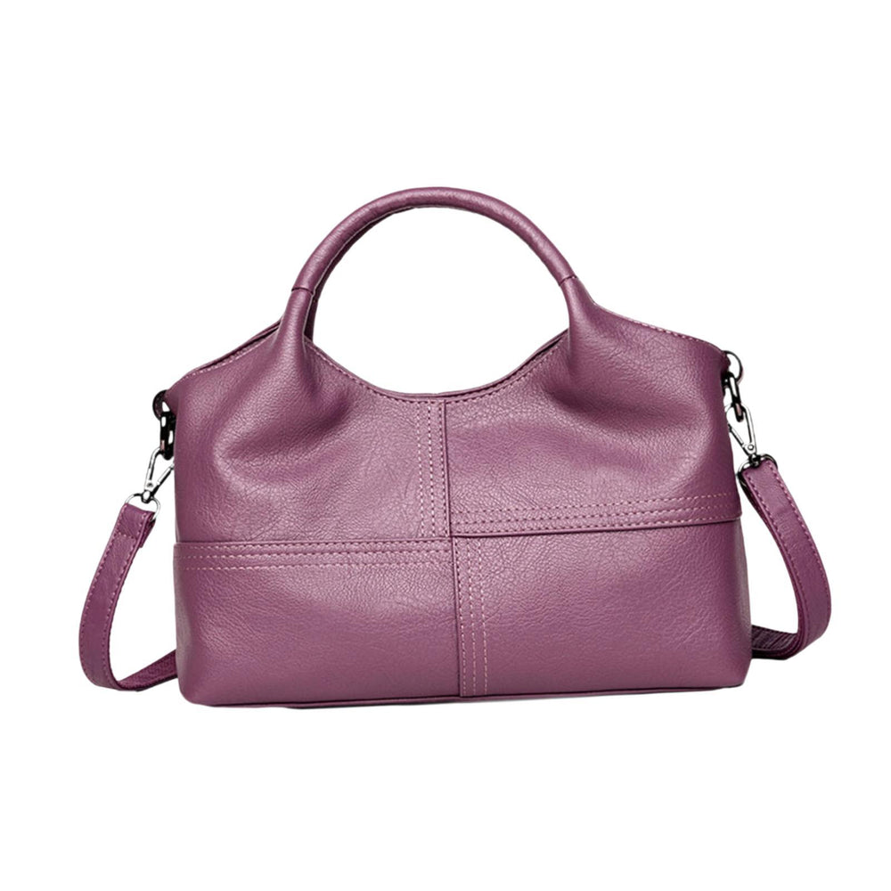 Crofta Top Handle Bag for Women Mom Gift Satchel Portable Soft Travel Purse Handbag Violet